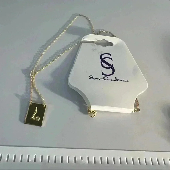 Savvy Cie Jewelry - Savvy Cie – 18K Gold Vermeil Script Initial Pendant Necklace - Letter-L